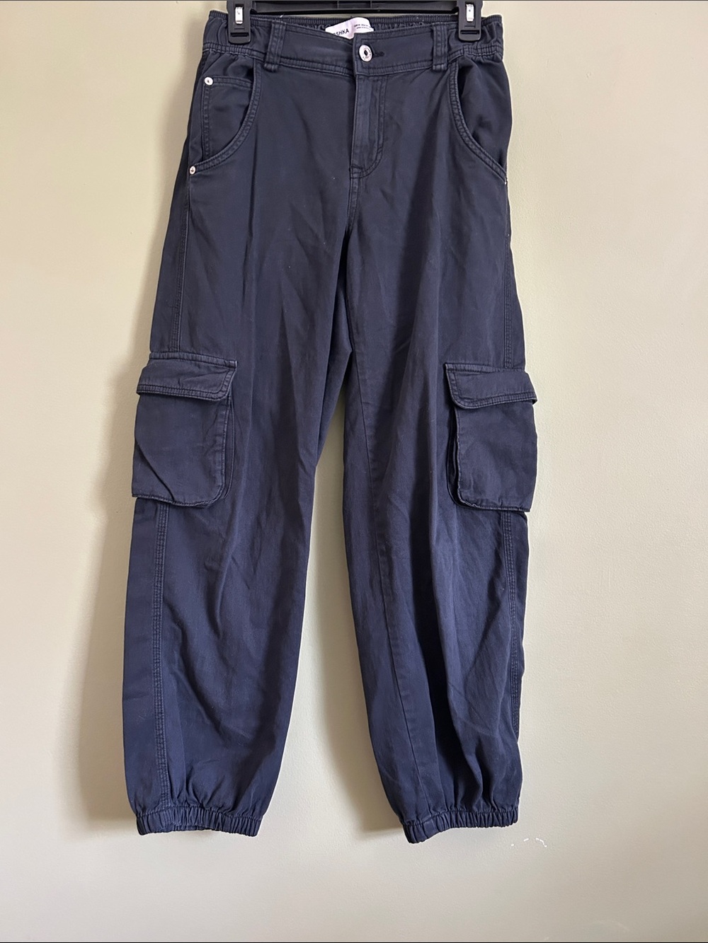 Bershka Navy Men's Cargo Jogger Pants Size M